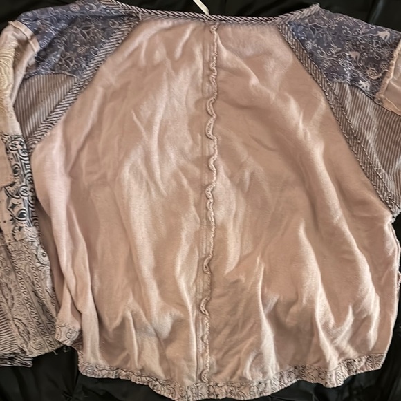 Bohemian Patchwork Top in Beige and Blue - Picture 10 of 15